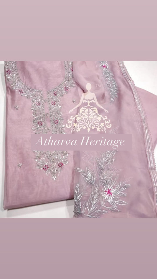 ATHARVA Hand Embroidered Salwar Kameez w/ Chanderi Shirt/Gota Pati Chiffon Dupatta/Custom Stitch Unstitch/Custom Anarkali/CH18011