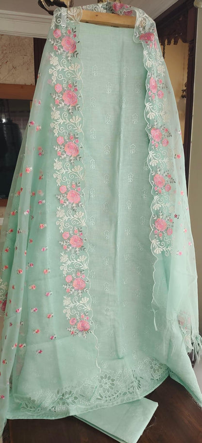 PURE CHANDERI AND ORGANZA EDITS LC1701 SEA GREEN