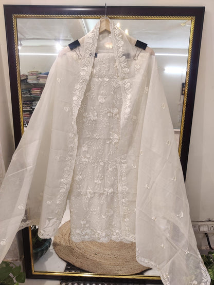 PURE MUL CHANDERI SILK  PARSI GARA SUIT MCH001