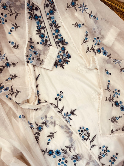 ATHARVA HERITAGE PURE MUL CHANDERI SILK  PARSI GARA SUIT MCH0013-12