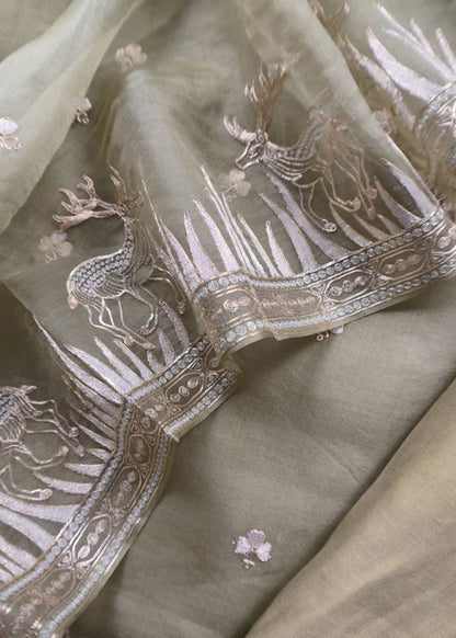 Atharva Heritage Sheer Luxury Pure Silk Organza Kurta and Pure Silk Organza Dupatta Tilla Pitta Embroidered Suit SOTPV181