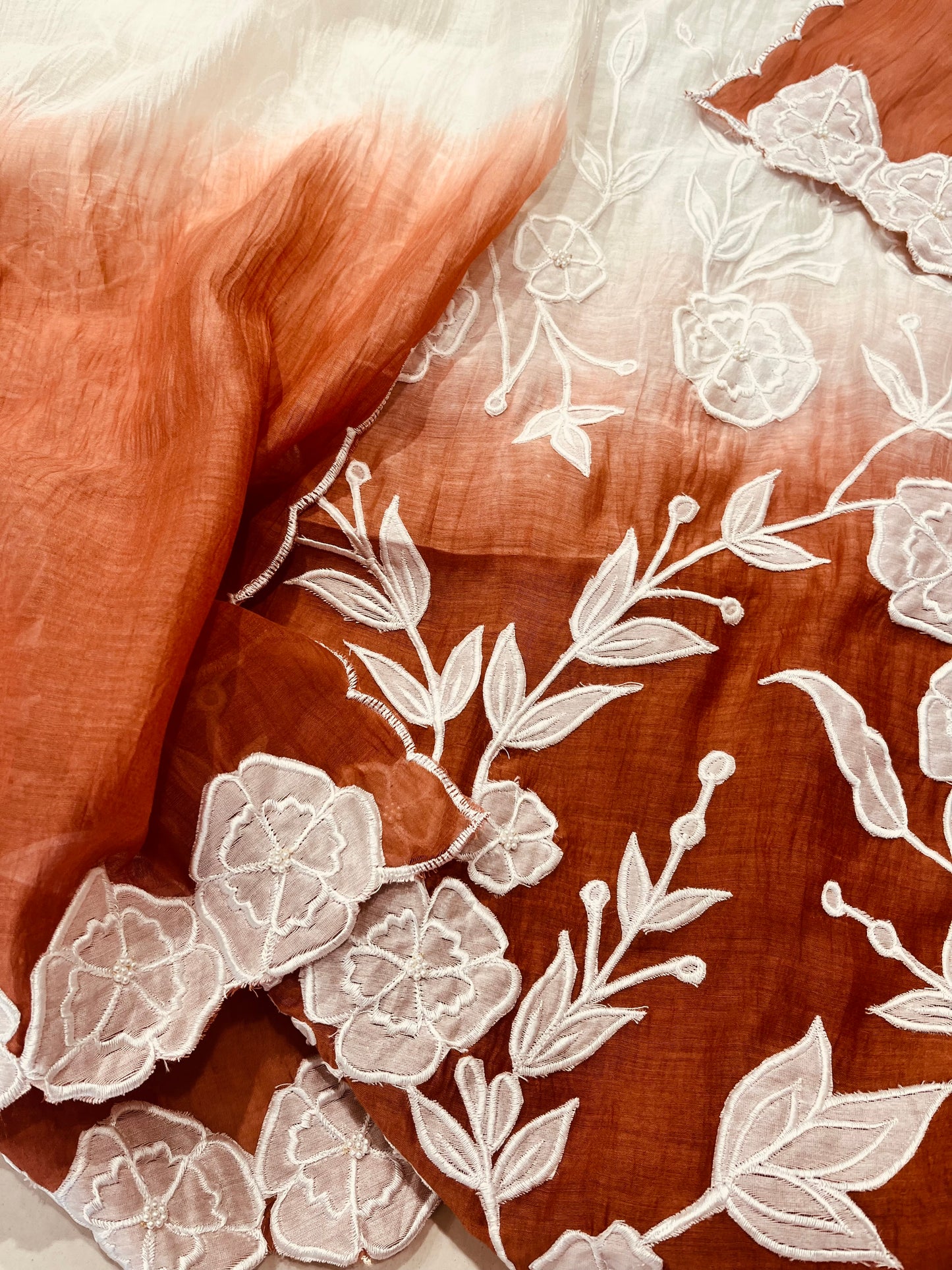 ATHARVA Hand Applique /Cutwork  Embroidery Salwar Kameez/pure Chanderi Silk Shirt & Dupatta/Santoon Bottom/Custom Stitch Unstitch/Plazo/Pant/ CUT8068 Ivory And Water Gold