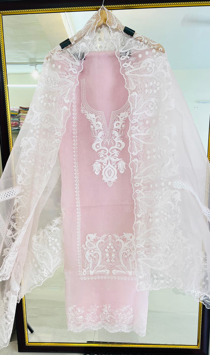 ATHARVA HERITAGE Sheer Luxury Pakistani unstitched Suit SLP001P Powder Pink