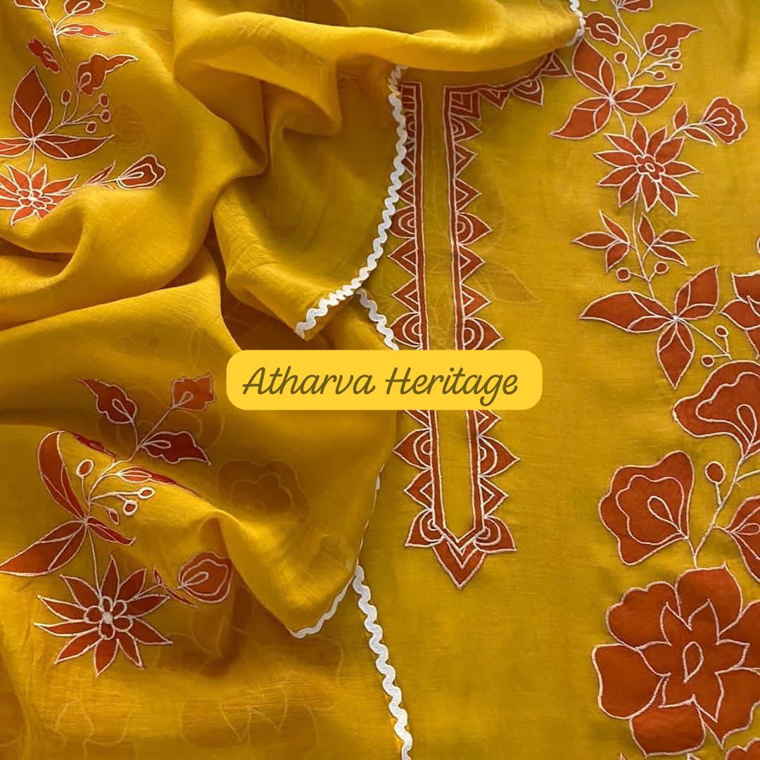 Atharva PURE Mul CHANDER  Applique SUIT CH17515