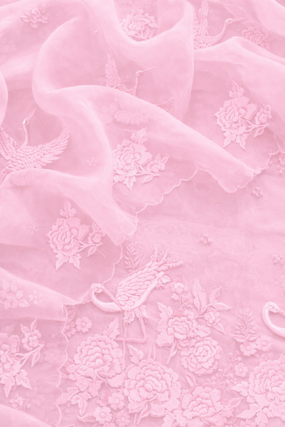 Atharva Heritage Sheer Luxury Pure Silk Organza Parsi Embroidered Monochrome Trousseau Collection unstitched Suit AH1318MB76