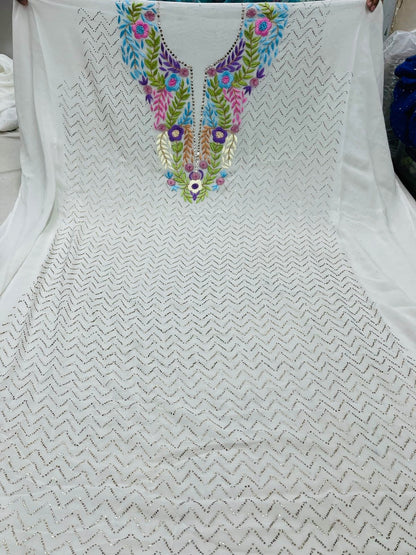 Ivory Hand  Mukaish Kamdani Hand Parsi Gara Neckline Suit CHG0071