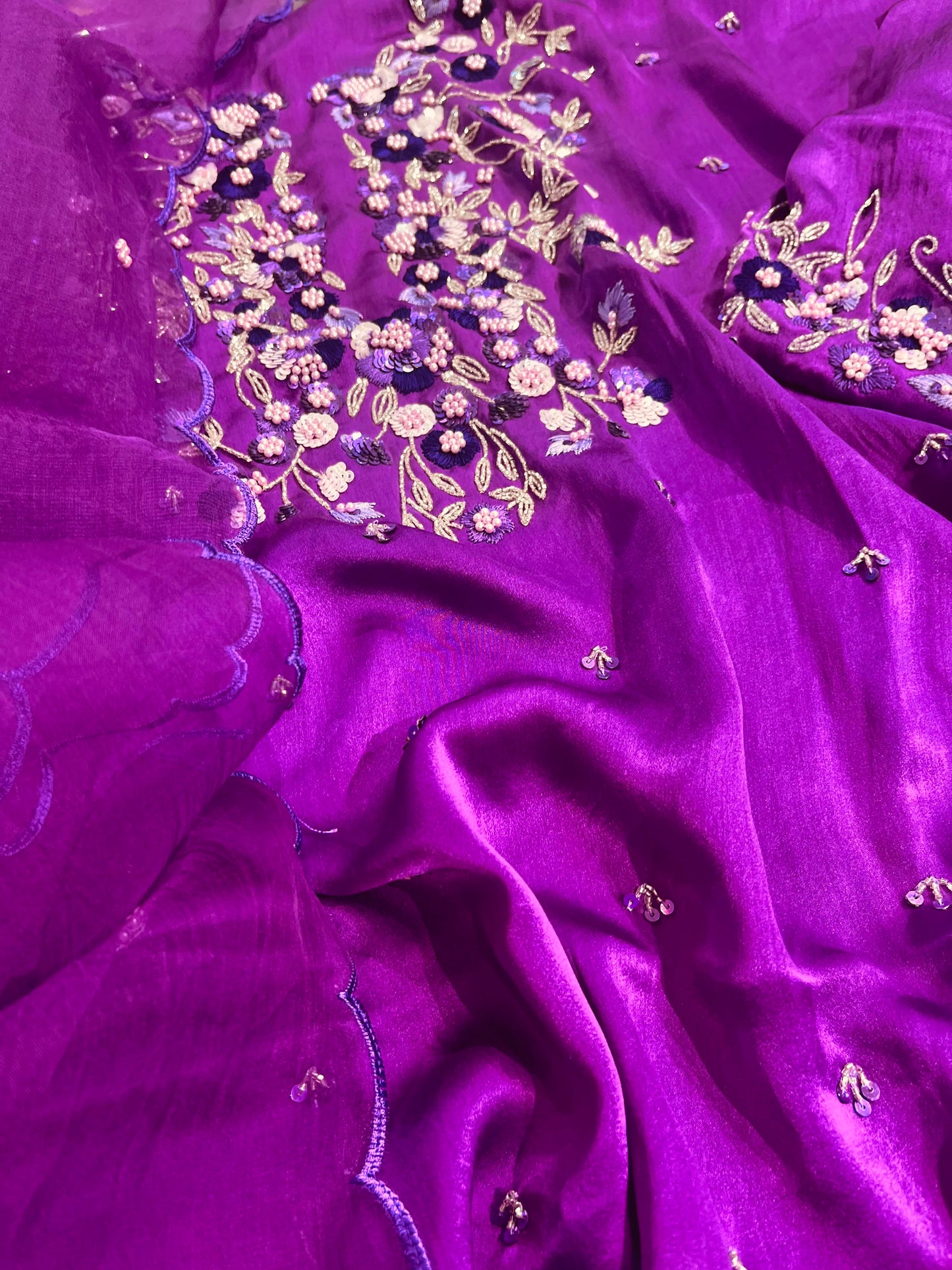 Atharva Heritage Premium Hand-Embroidered Farshi Salwar Suit in Pure Satin Silk PSSF147