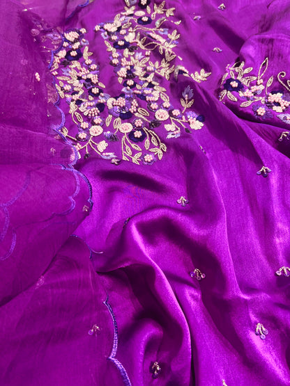 Atharva Heritage Premium Hand-Embroidered Farshi Salwar Suit in Pure Satin Silk PSSF147