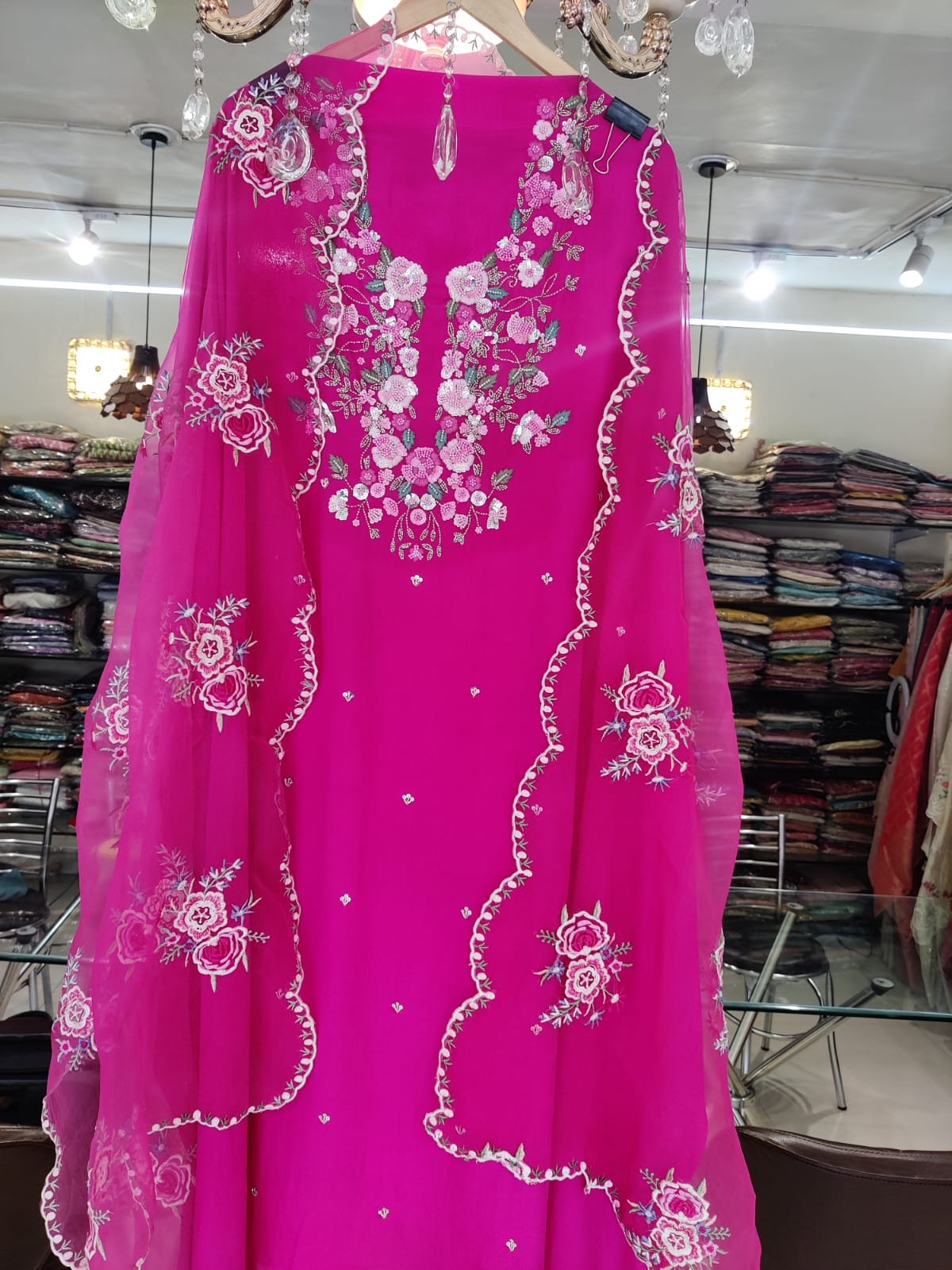 Atharva Heritage stunning Crepe Silk 80 Gram Kurta with Pure Silk Organza Parsi Dupatta SG0051