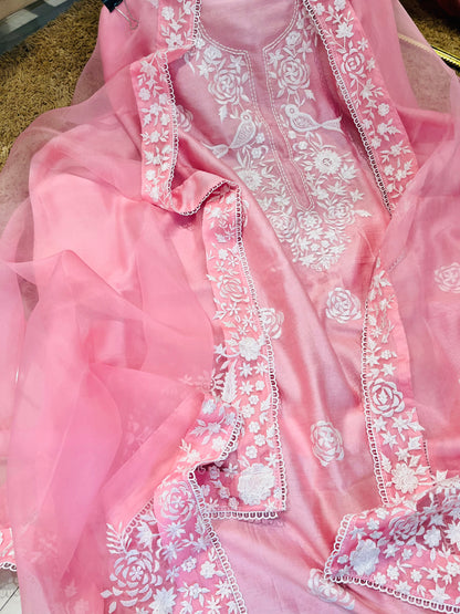 Atharva Heritage ✨ Unbelievable Luxury | Pure Chanderi Silk Kurta with Parsi Embroidery & Silk Organza Dupatta PCHPG0057