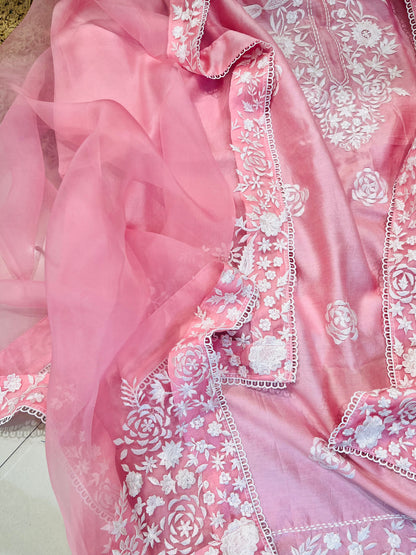 Atharva Heritage ✨ Unbelievable Luxury | Pure Chanderi Silk Kurta with Parsi Embroidery & Silk Organza Dupatta PCHPG0057