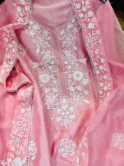 Atharva Heritage ✨ Unbelievable Luxury | Pure Chanderi Silk Kurta with Parsi Embroidery & Silk Organza Dupatta PCHPG0057