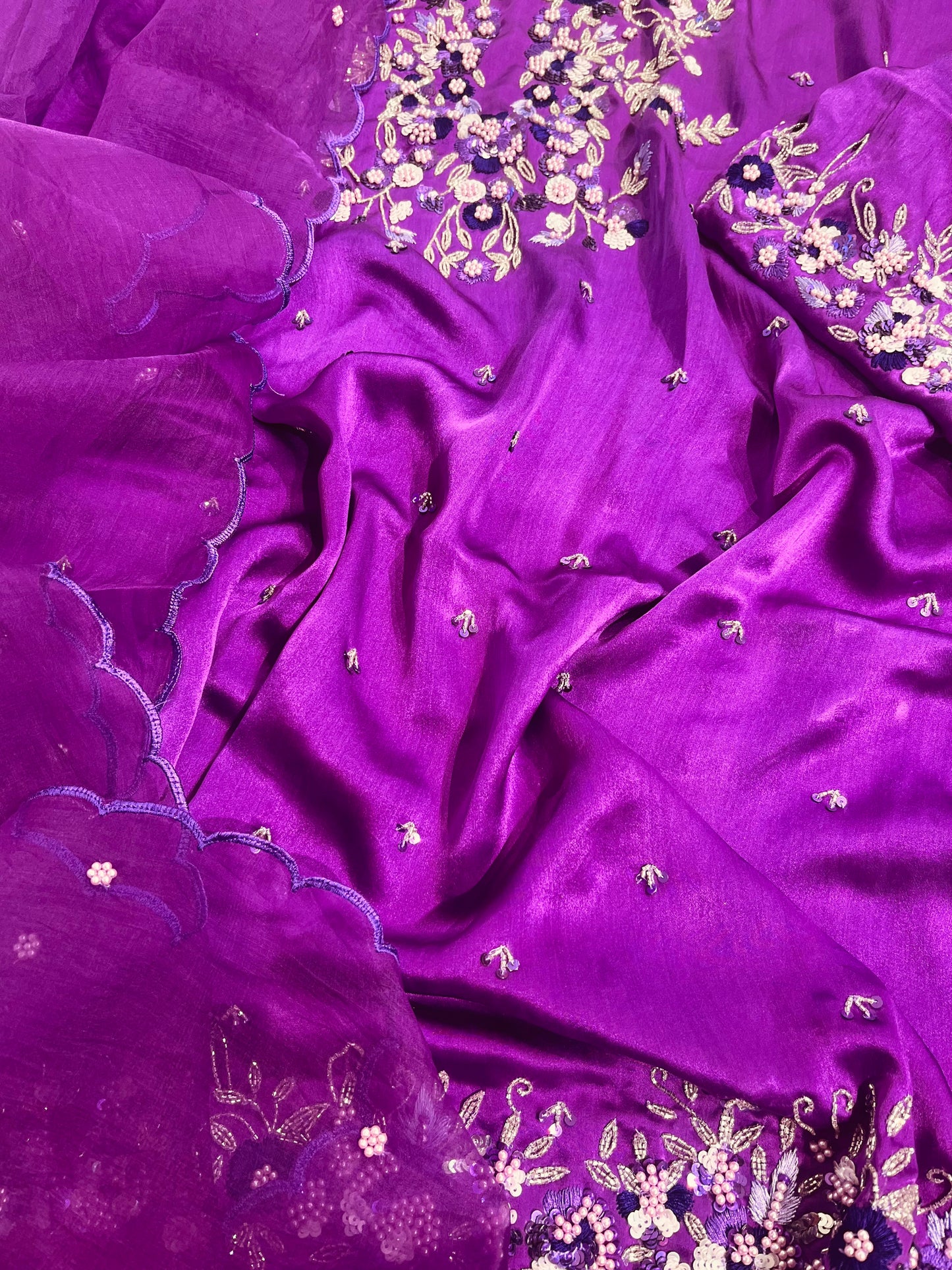 Atharva Heritage Premium Hand-Embroidered Farshi Salwar Suit in Pure Satin Silk PSSF147