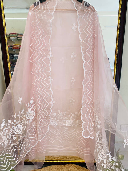 Atharva Heritage Premium French Thread Embroidered Pure Silk Organza Pakistani Suit