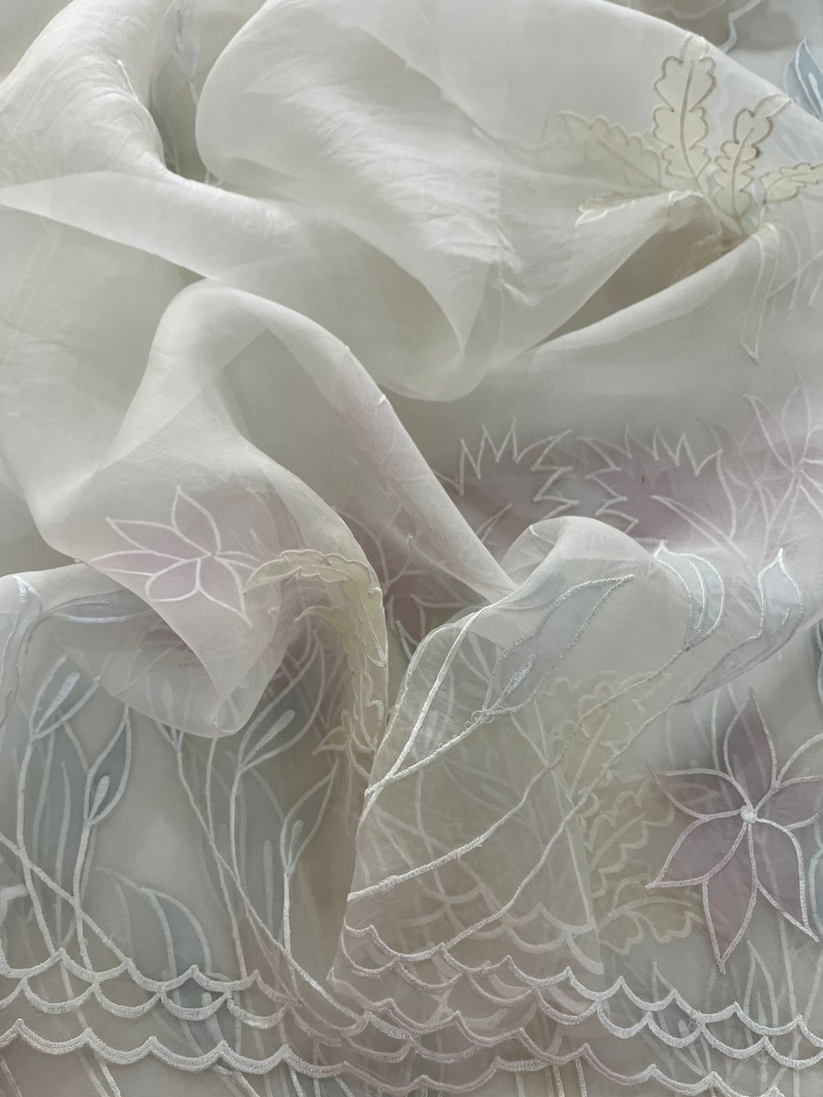 ATHARVA HERITAGE SHEER LUXURY PURE SILK ORGANZA APPLIQUE UNSTITCHED SUIT SHEER00151