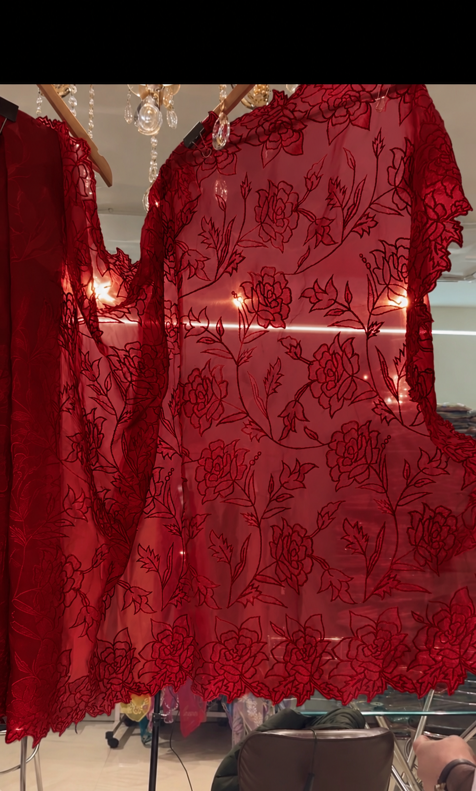 Atharva Heritage Sheer LuxuryPure Silk Organza Hand Applique Deep Red Saree AH-001(D)