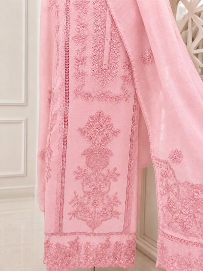 ATHARVA HERITAGE PURE MUL CHANDERI Thread Embroidery Pakistani SUIT AH1813091 Pink