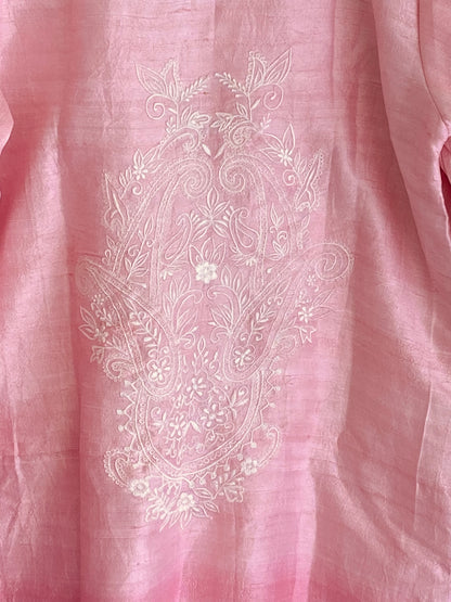 Atharva Heritage/HAND EMBROIDERED PARSI GARA PURE CHANDERI SILK 70 GRAMS Indian  suit PRP001
