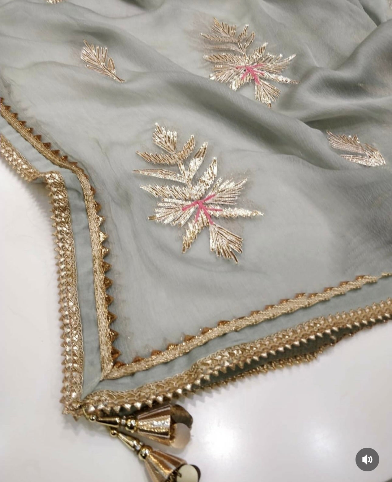 ATHARVA Hand Embroidery Salwar Kameez /Chiffon Dupatta With Stunning Gota & Trim/Custom Stitch Unstitch/Gift/Patiala/Anarkali/Churridar/CH17316 Grey