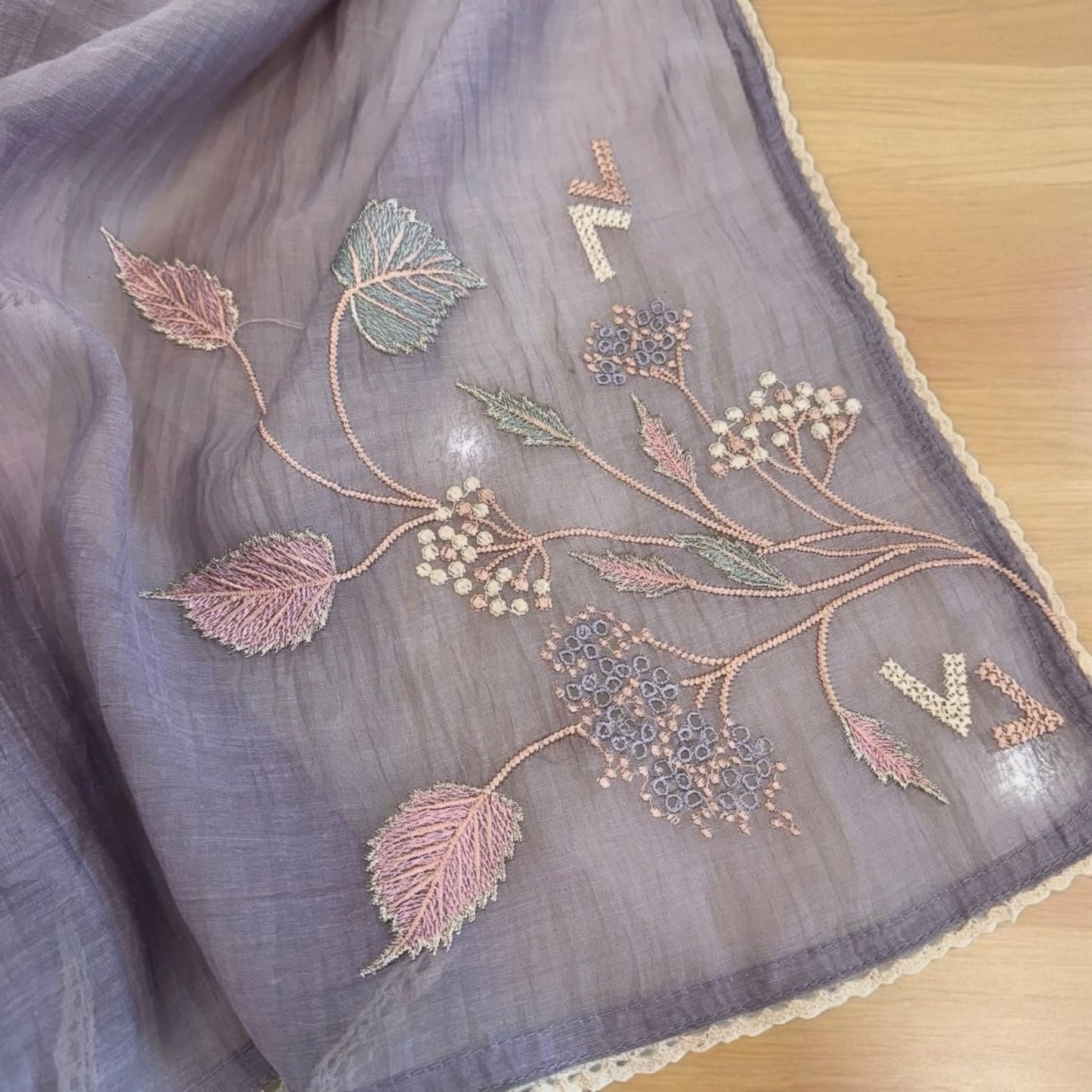 Atharva Heritage Thread Embroidered Pure Mul Chanderi Suit   edits MC70012 Lavender