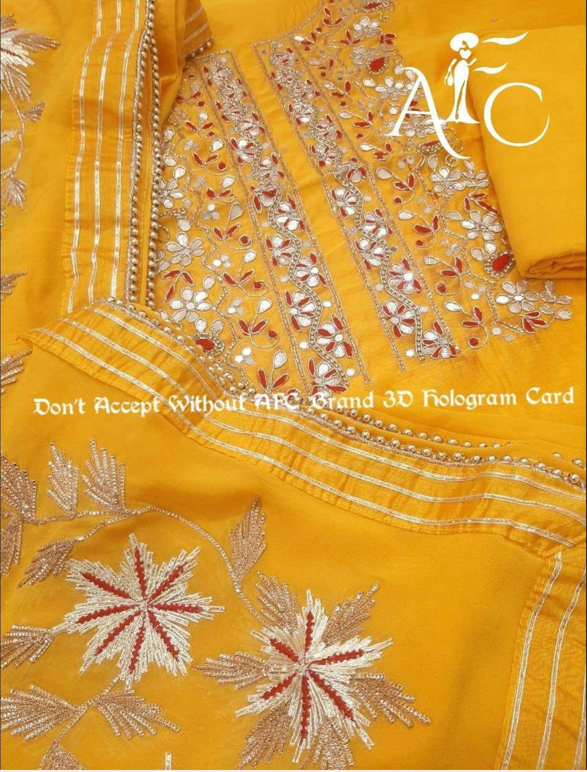 ATHARVA Hand Embroidered Salwar Kameez w/ Yellow Chanderi Shirt/Gota Pati Chiffon Dupatta/Custom Stitch Unstitch/Custom Anarkali/CH18016