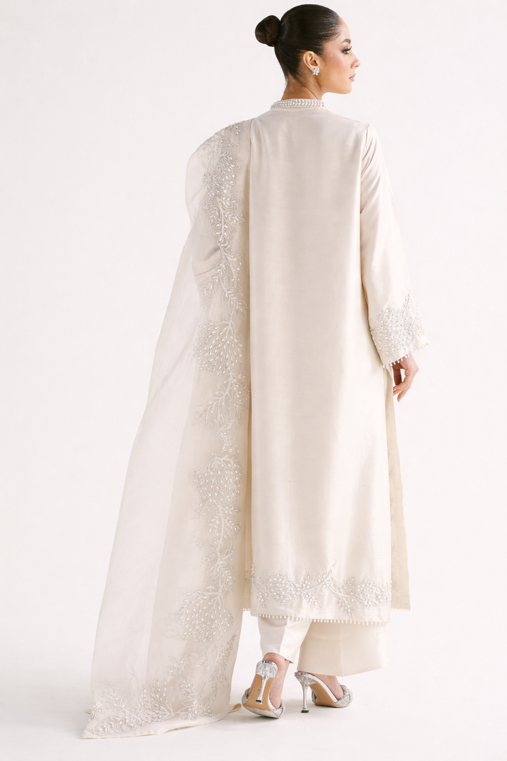 Atharva Heritage Sheer Luxury Pure Silk Ready to Wear Pakistani Suit SLP0012 Ivory