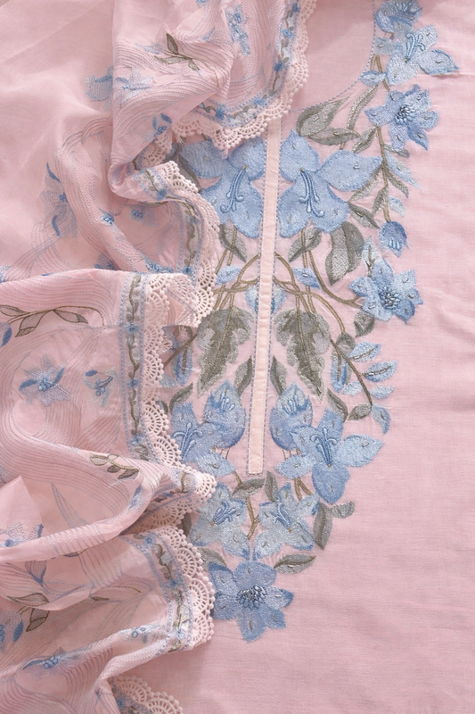 Atharva Atharva Heritage Water Thread Embroidered Pure Mul Chanderi Hand woven  edits MC70011 Pink