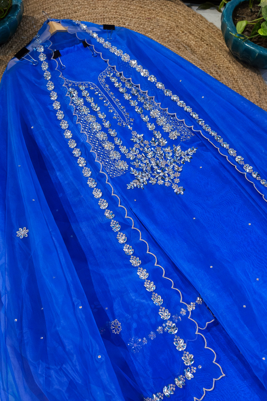 ATHARVA HERITAGE SHEER LUXURY HAND MIRROR EMBROIDERY SUIT SHEER0027G