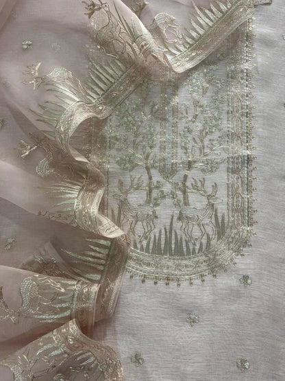 Atharva Heritage Sheer Luxury Pure Silk Organza Kurta and Pure Silk Organza Dupatta Tilla Pitta Embroidered Suit SOTPV181