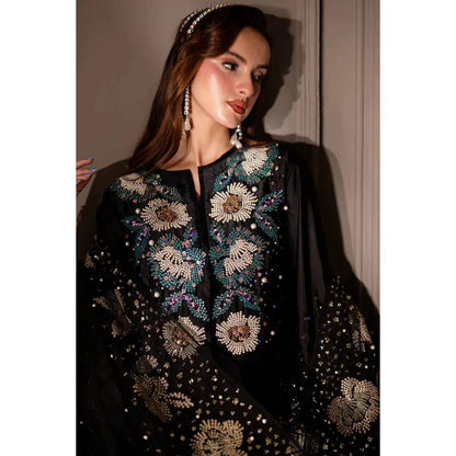 Atharva Heritage Black Pearl/Sequence  Elegance – Hand Embroidered Silk 80 Grams Pakistani Suit Set 18133176