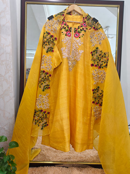 Atharva Heritage/pure Raw silk Pakistani Parsi Gara Coord Set PRP003