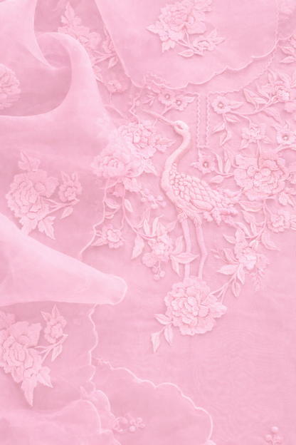 Atharva Heritage Sheer Luxury Pure Silk Organza Parsi Embroidered Monochrome Trousseau Collection unstitched Suit AH1318MB76