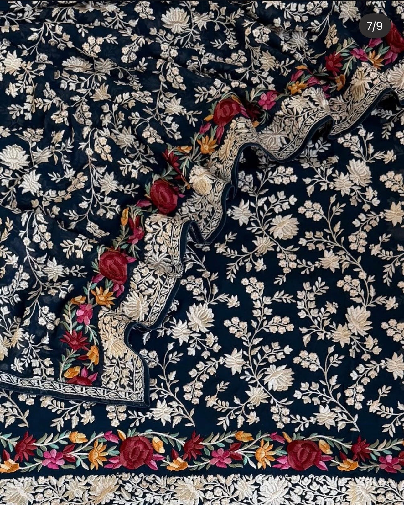 ATHARVA HERITAGE Pure Georgette 80 Grams PARSI GARA SUIT Front and back AH1813GP