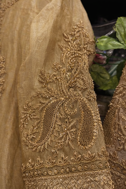 Atharva Heritage ✨Trousseau Collection – Handwoven Tissue Silk Zardozi Ensemble Front Embroidery ✨ PTSTHZ567