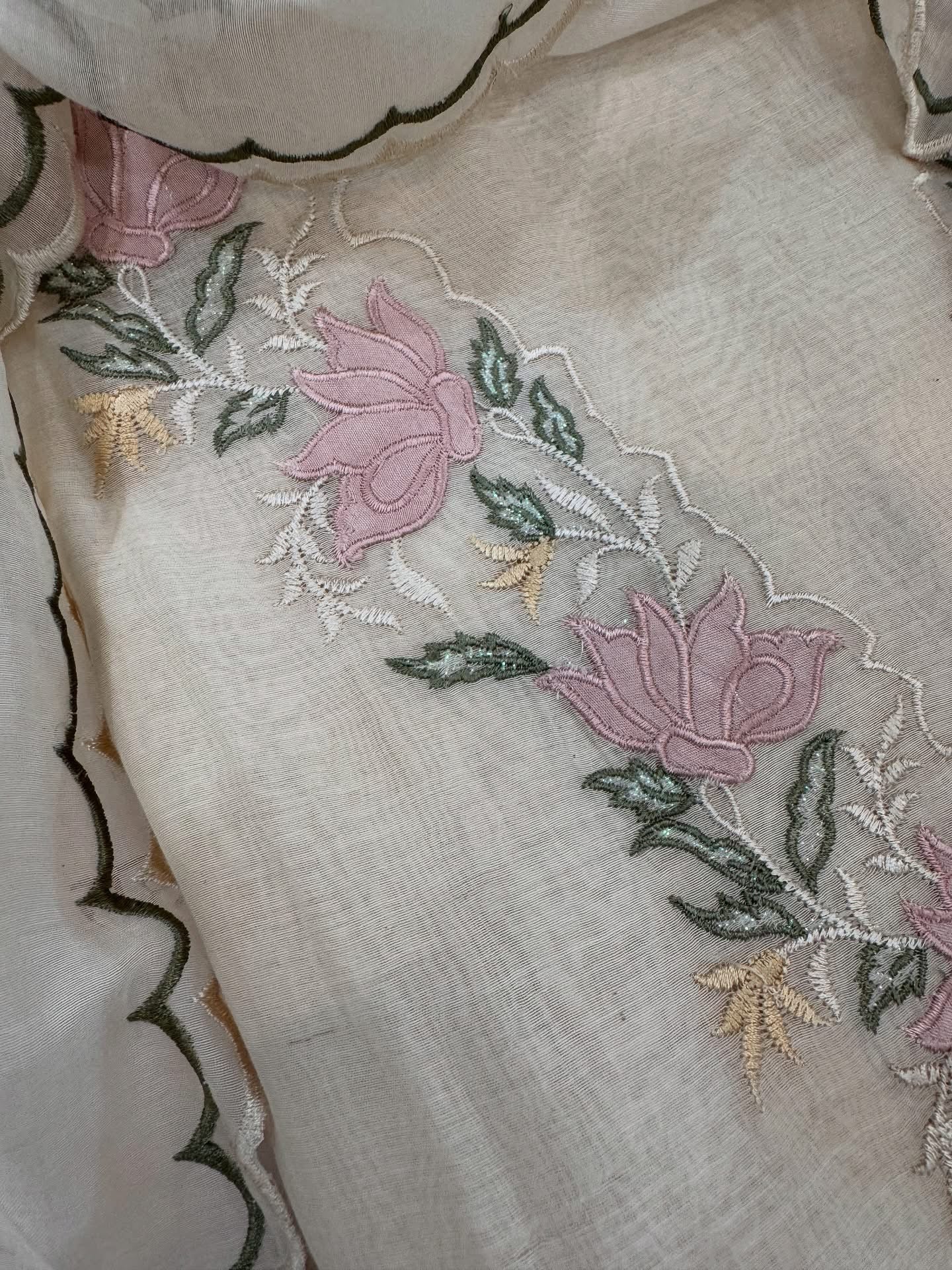 Atharva Heritage PURE CHANDERI SILK Hand Applique and Thread Embroidered SUIT MCH0086P Pink
