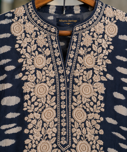 Atharva Heritage Luxury Pure Crepe 80 Grams Parsi Embroidered Pakistani Suit | Premium Designer Suit | Atharv Heritage AH1813CS18