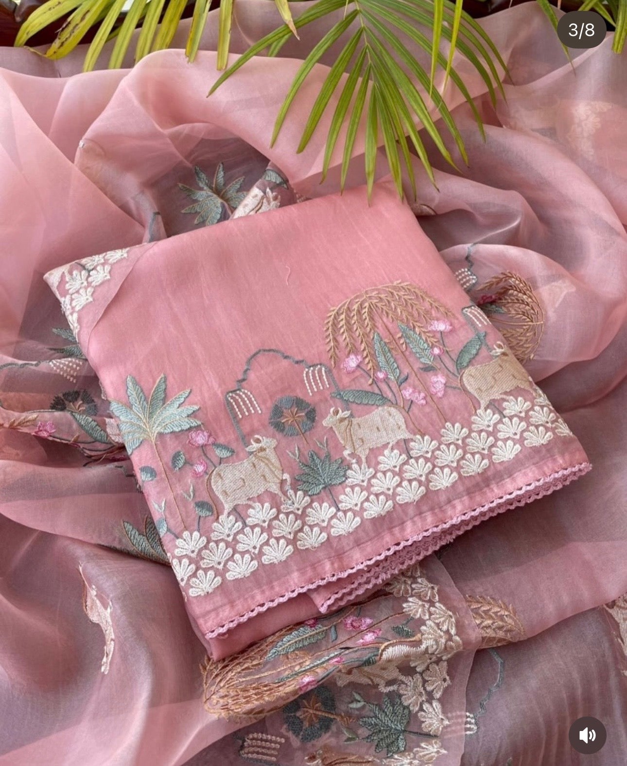 Atharva Frech Thread Pichwai motifs  Embroidered Pure Mul Chanderi Hand woven  edits AH1318P67