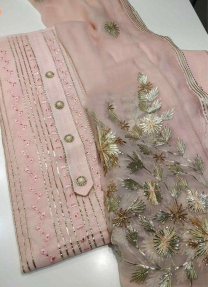 ATHARVA HERITAGE Hand Embroidery Salwar Kameez /Chiffon Dupatta With Stunning Gota & Trim/Custom Stitch Unstitch/Gift/Patiala/Anarkali/Churridar/CH17333