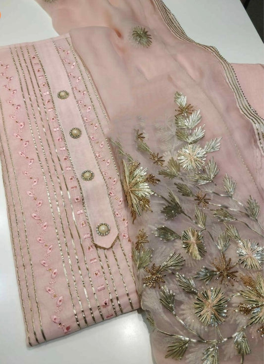ATHARVA HERITAGE Hand Embroidery Salwar Kameez /Chiffon Dupatta With Stunning Gota & Trim/Custom Stitch Unstitch/Gift/Patiala/Anarkali/Churridar/CH17333