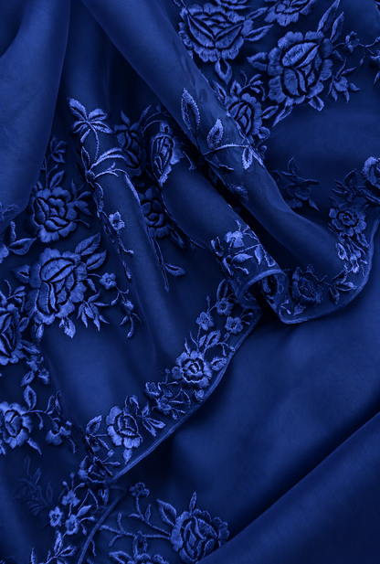 Atharva Heritage Pure Silk Organza Parsi Thread Monochrome Embroidery Front And Back  Suit SOP543