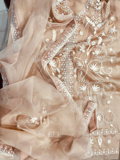 "Enchanting Elegance: Pure Silk Pakistani Suits Adorned with Exquisite Parsi Embroidery MS0051