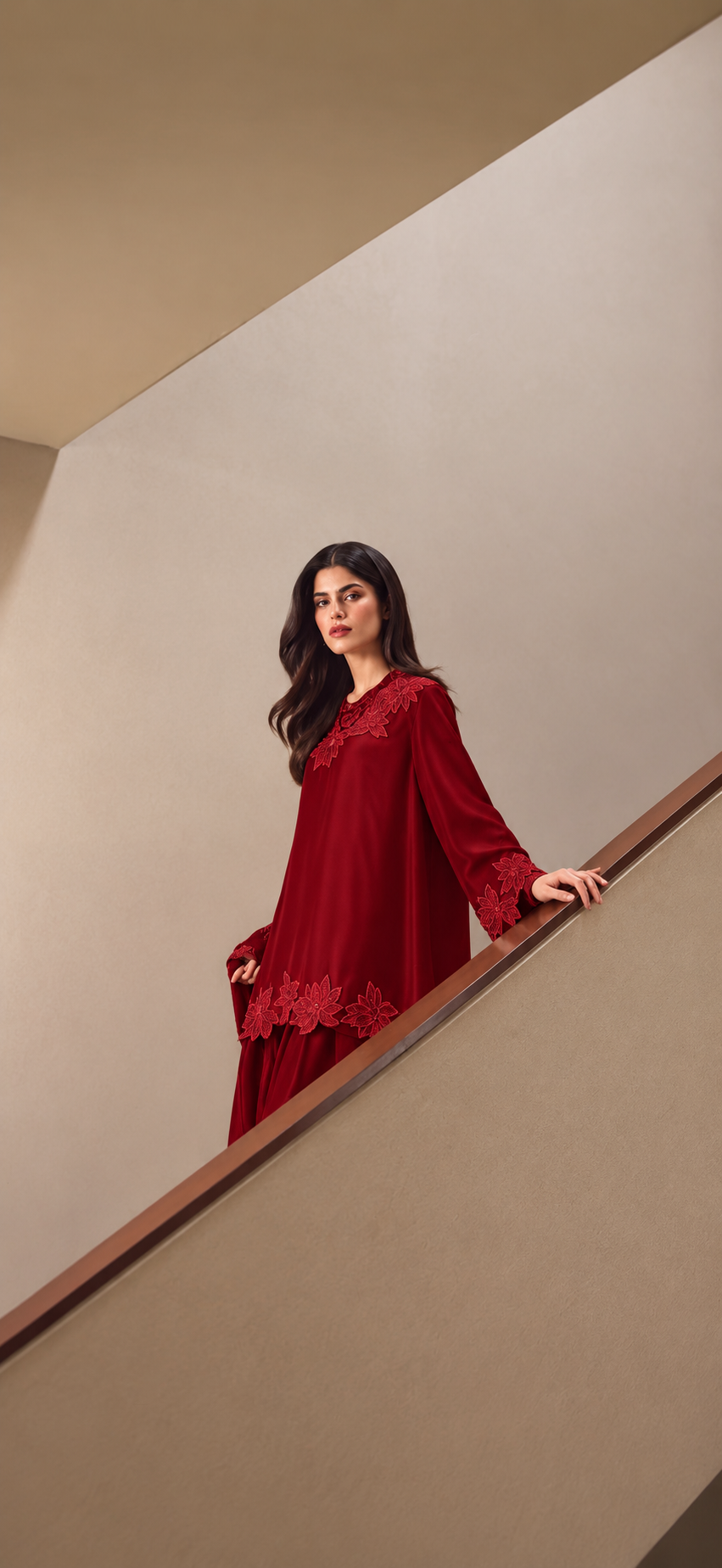Atharva Heritage – Hand-Embroidered Pure Silk Farshi Salwar 3 Pc Pakistani Coord set  with Pearl & Katdana Detailing AHSS1561