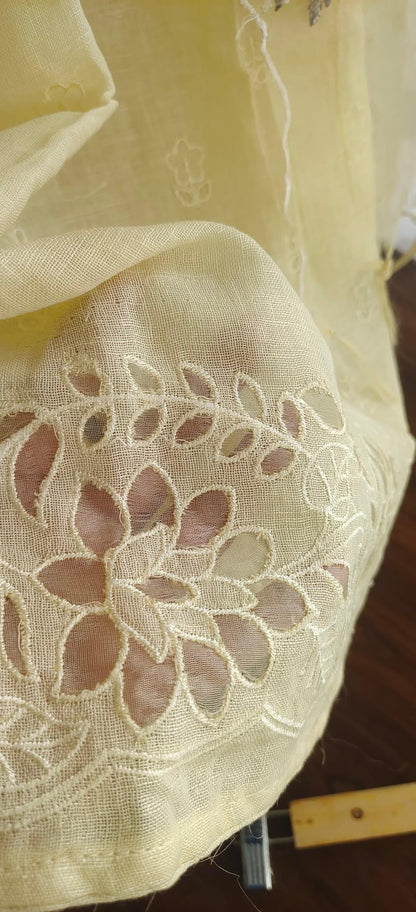 PURE CHANDERI SILK AND ORGANZA EDITS LC1701YELLOW