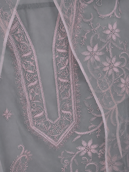 Atharva Heritage Sheer Luxury “Handcrafted 2-Taar Shadow Lucknowi Embroidered Suit – Pure Silk Organza | Limited Edition AH-1813-3198