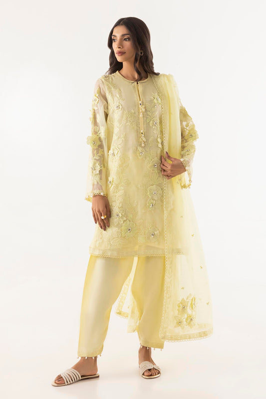 Atharva Heritage Radiant Yellow Chanderi Silk Kurta Set with Dhoti Salwar & Organza Dupatta SHCH0022