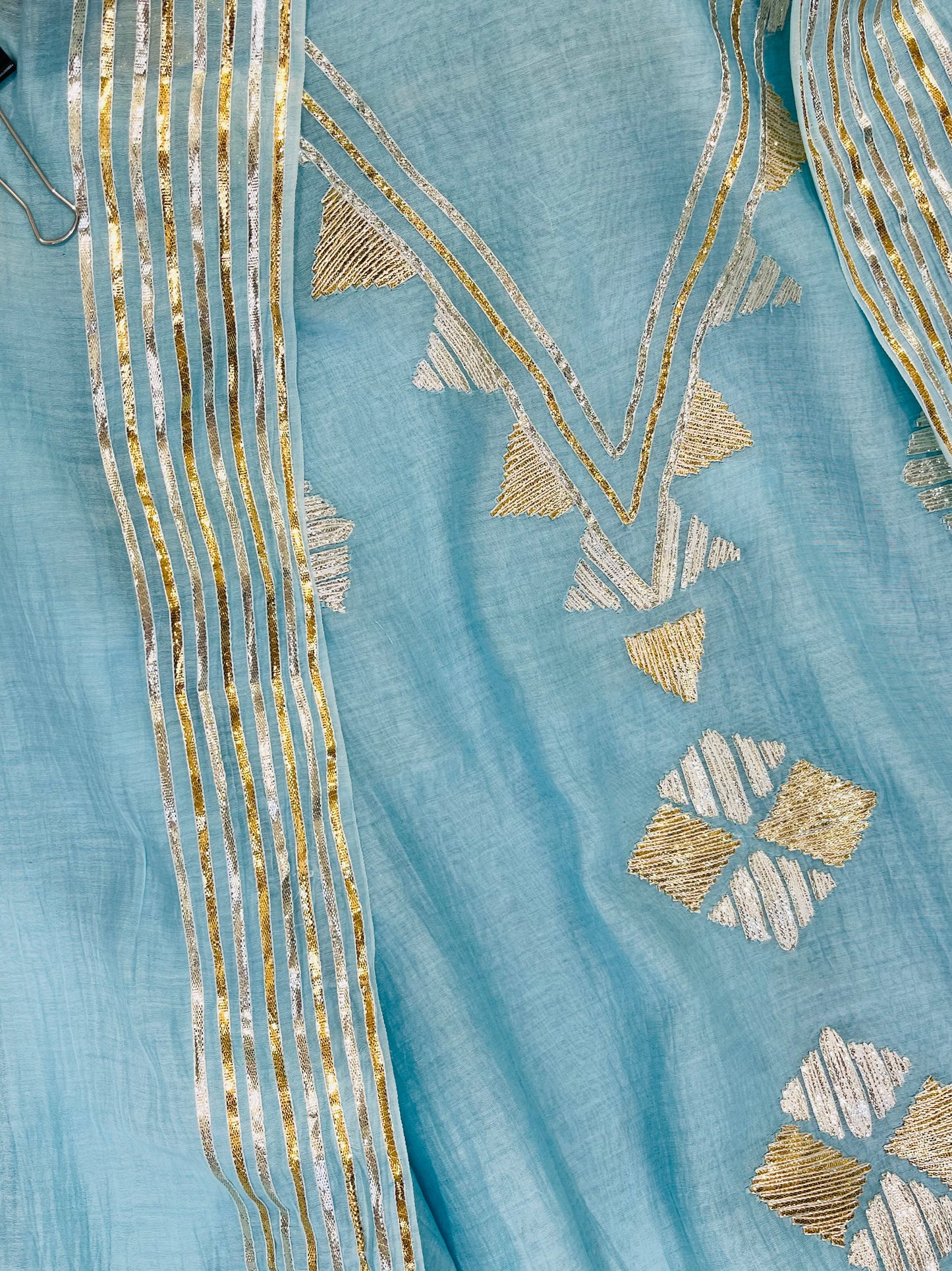 Atharva Hand Gota Embroidered Pure Mul Chanderi Hand woven  edits MC7001 Blue
