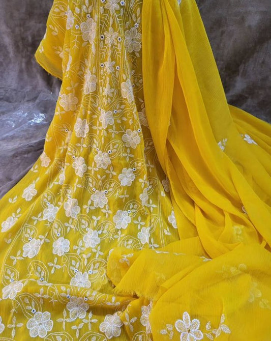 (Copy) ATHARVA Hand Embroidery Salwar Kameez /Chiffon Dupatta With Stunning Gota & Trim/Custom Stitch Unstitch/Gift/Patiala/Anarkali/Churridar/CH17317 Peach