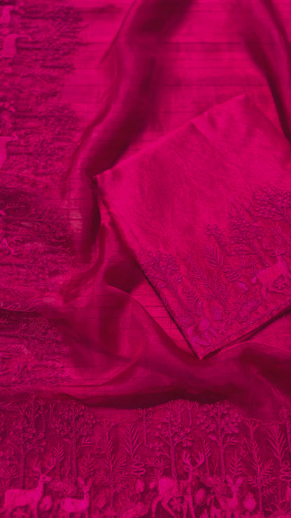 Atharva Heritage SHEER LUXURY Pure Silk Organza French Thread Embroidery SUIT SHEER00715