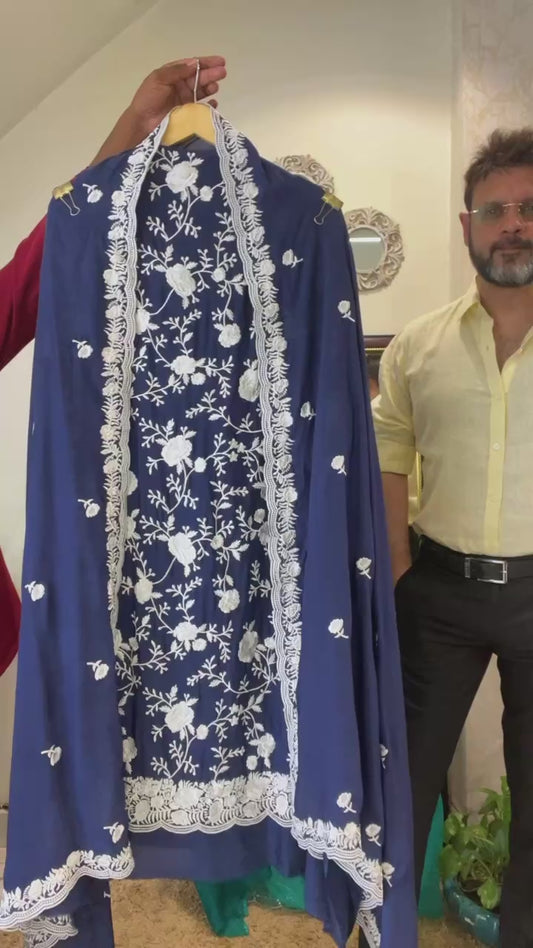 Atharva Heritage PURE Mul Muslin 100% Pure PARSI GARA SUIT MM005NB
