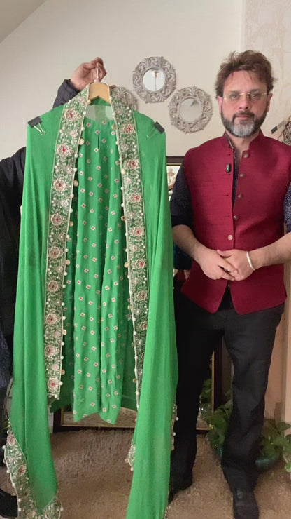 Atharva Heritage  Luxury Green Pakistani Suit – Premium Pure Georgette Collection AH1813GC56